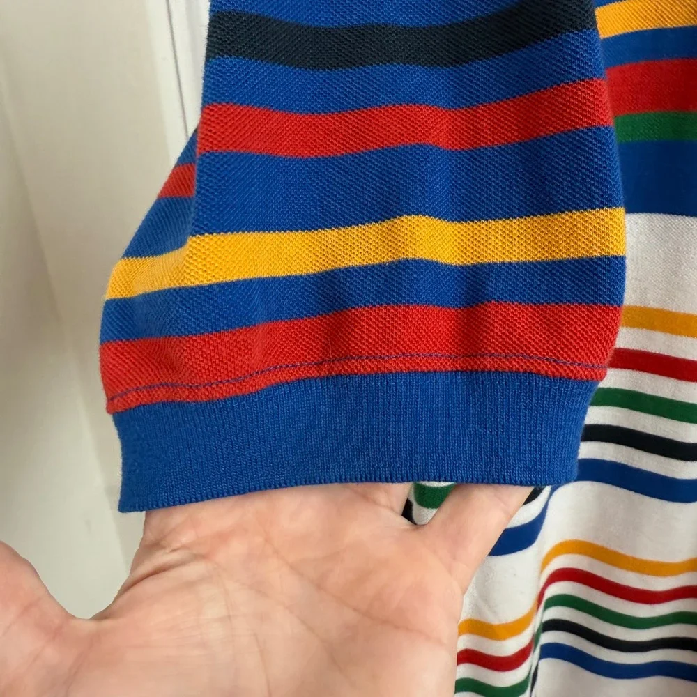 Ralph‎ Lauren Polo Multicolor Striped Rugby Shirt Oversized Blue Mens XL 90s Y2K